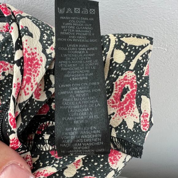 ASOS Womens Black Pink Print Super High Rise Wide Leg Trousers Pants Size 12 - Picture 8 of 8